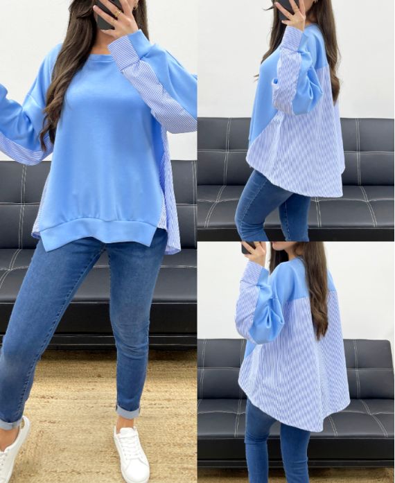 Pull-sweat oversize bi-matière