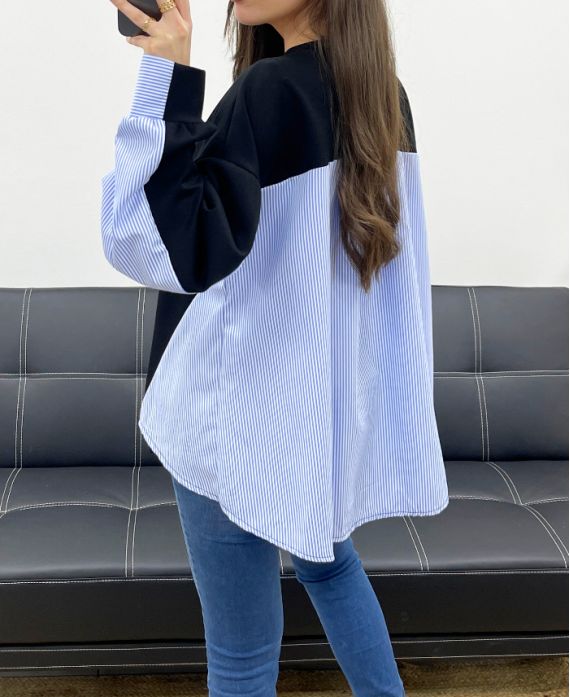 Pull-sweat oversize bi-matière