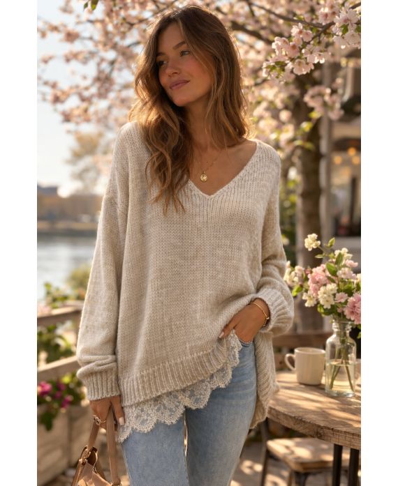 Pullover base dentelle