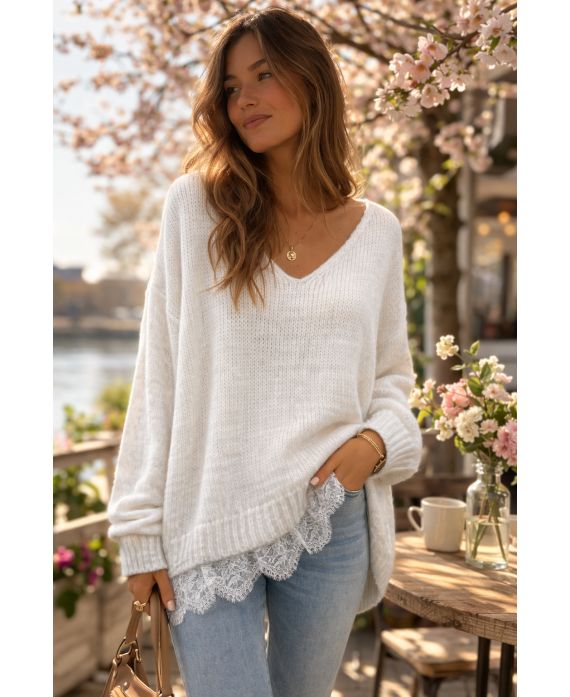 Pullover base dentelle