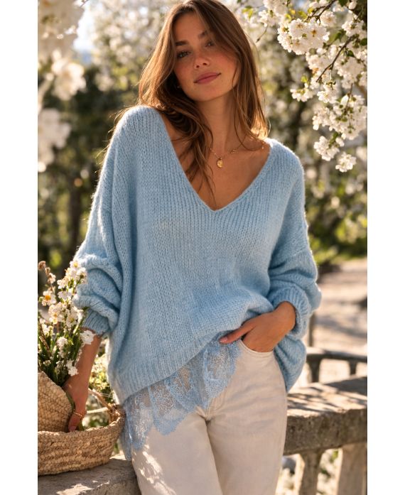 Pullover base dentelle