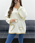 Pullover oversize coeurs lurex