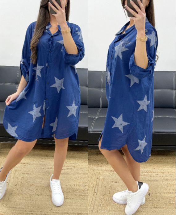 Robe chemise cloutée étoile