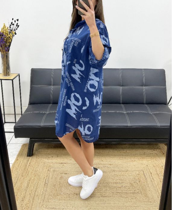 Robe chemise oversize imprimé à boutons