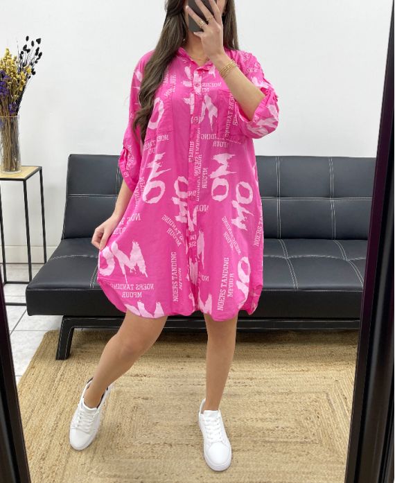 Robe chemise oversize imprimé à boutons