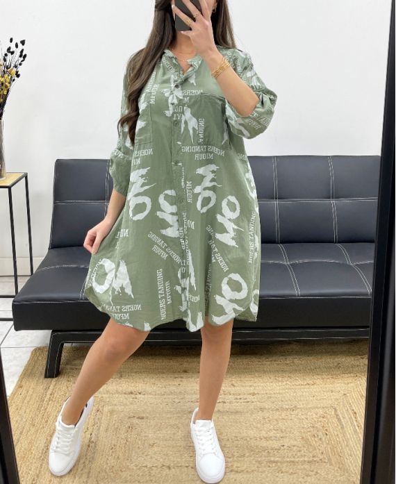 Robe chemise oversize imprimé à boutons