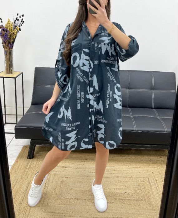 Robe chemise oversize imprimé à boutons