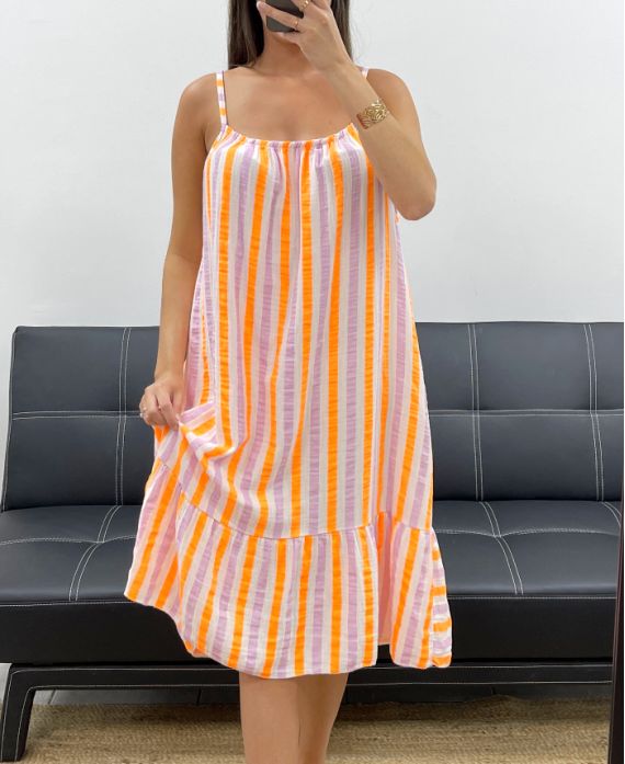 Robe rayures néon