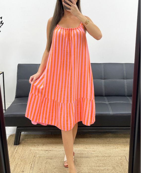 Robe rayures néon