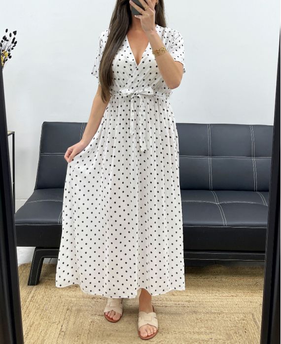 Robe longue à pois