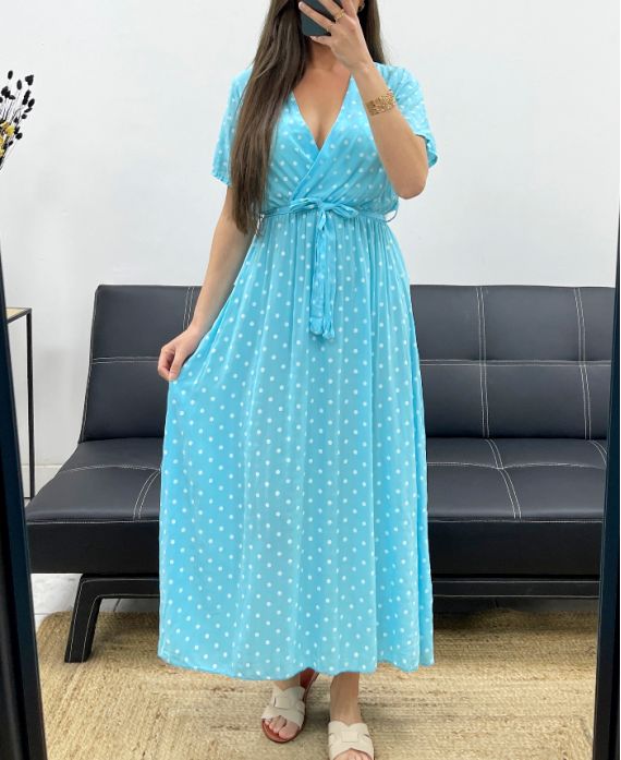 Robe longue à pois