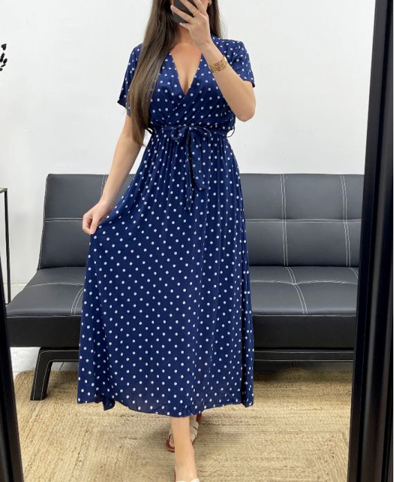 Robe longue à pois
