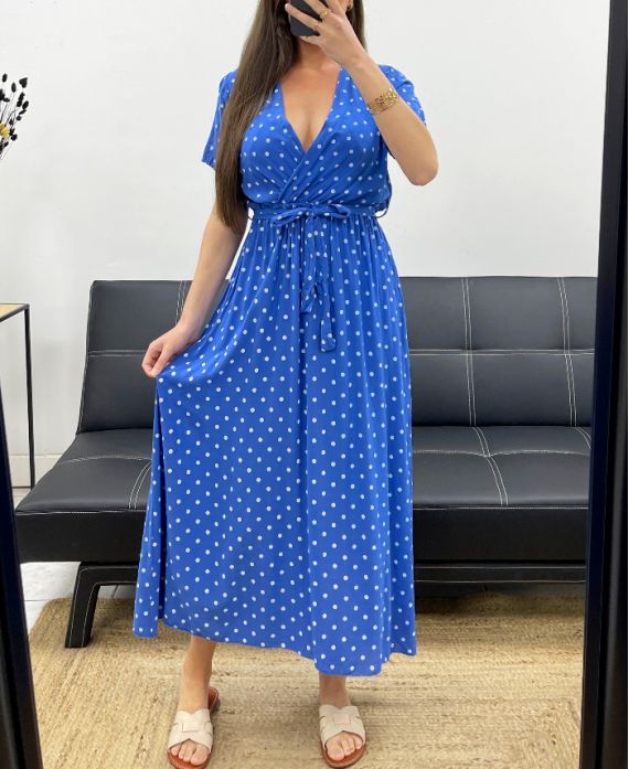 Robe longue à pois