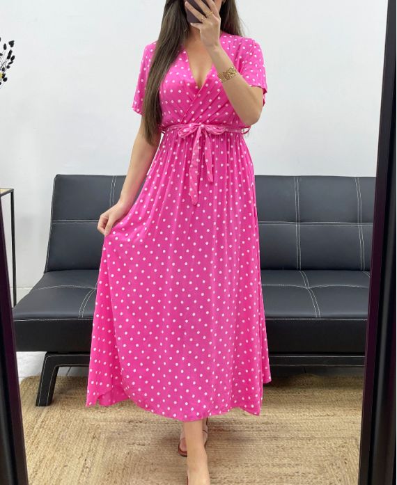 Robe longue à pois