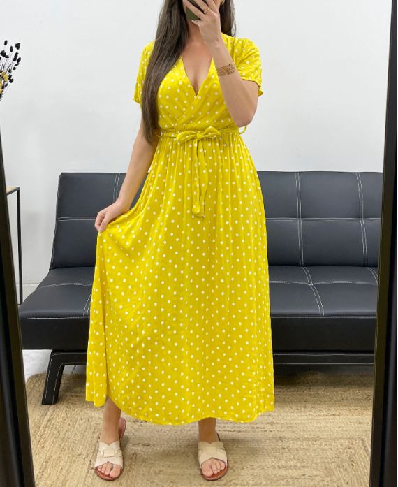 Robe longue à pois