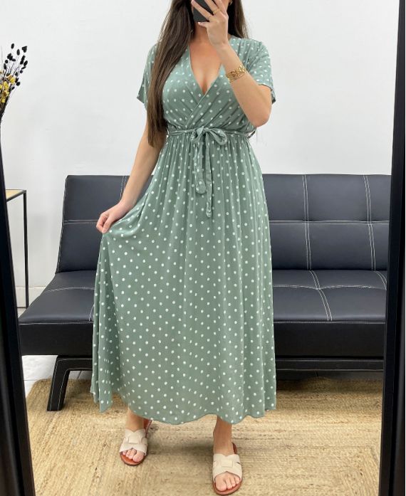 Robe longue à pois