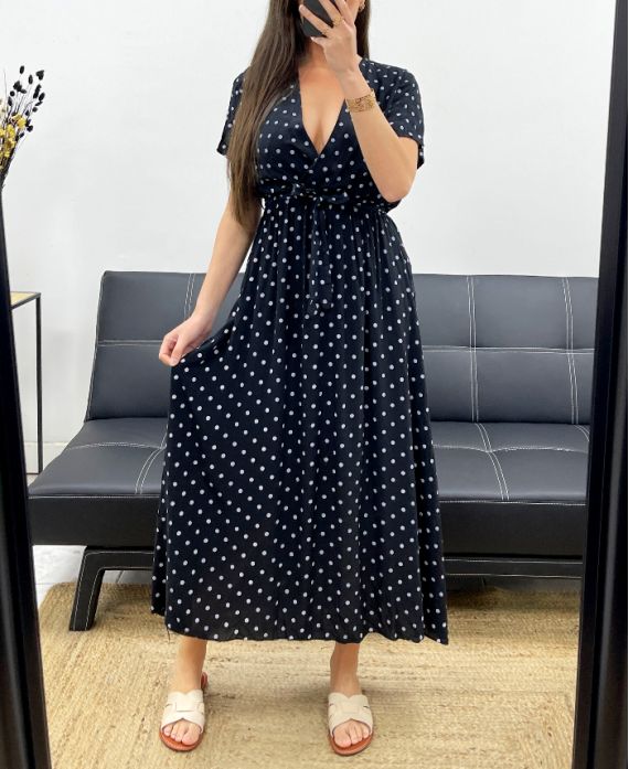 Robe longue à pois
