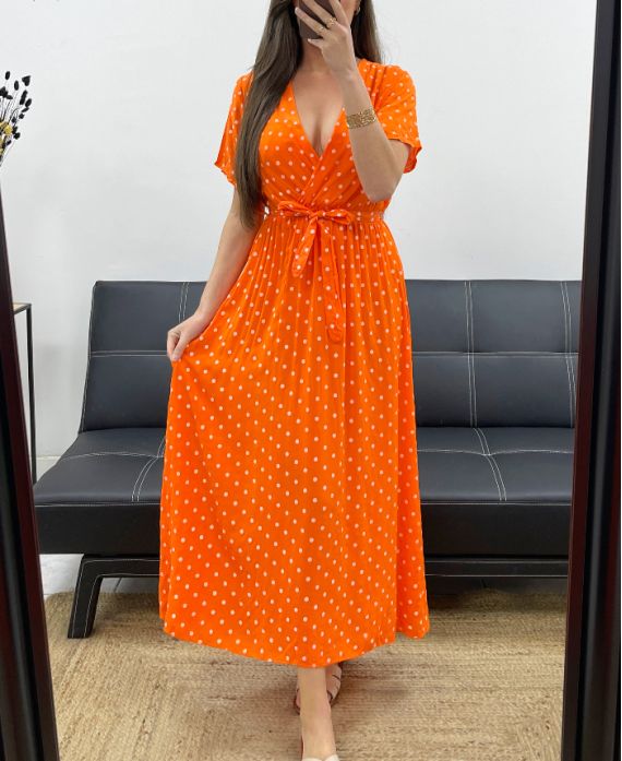 Robe longue à pois