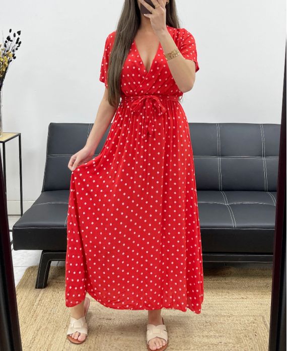 Robe longue à pois