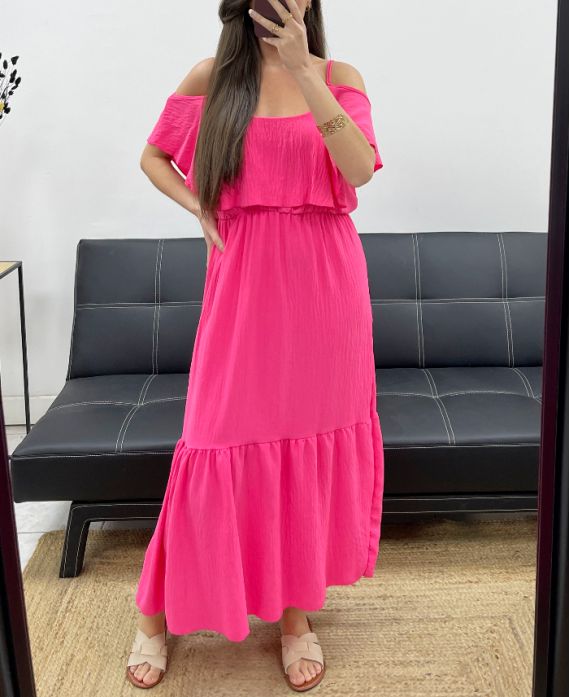 Robe longue à volants