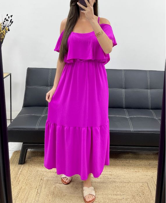 Robe longue à volants