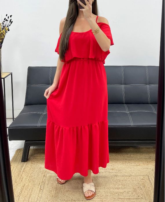 Robe longue à volants