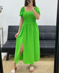 Robe longue élastiquée fente