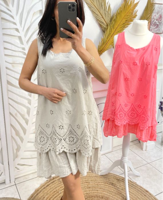 Robe superposée broderie anglaise