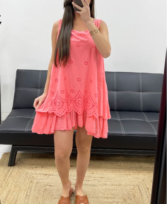 Robe superposée broderie anglaise