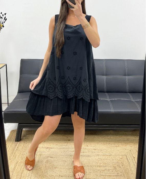 Robe superposée broderie anglaise