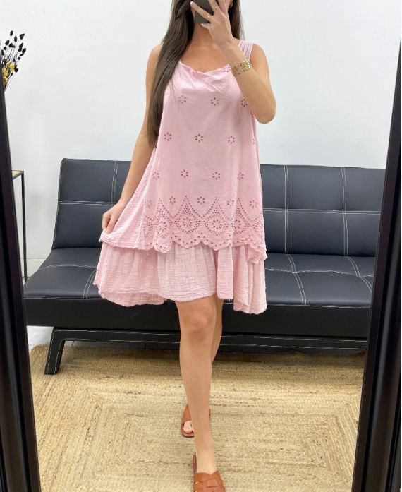 Robe superposée broderie anglaise