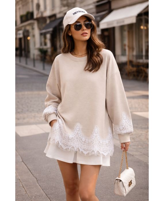Sweat oversize dentelle