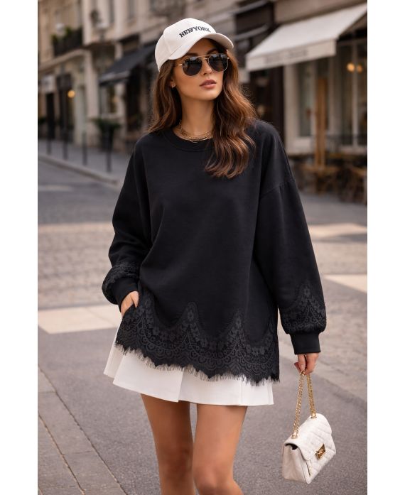 Sweat oversize dentelle