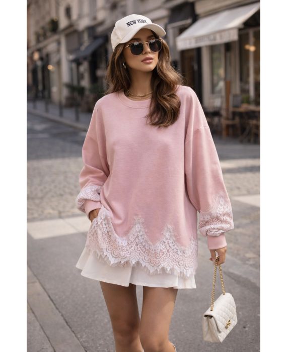 Sweat oversize dentelle