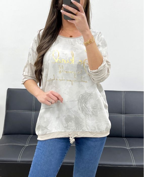 Sweat-shirt bi matière gold