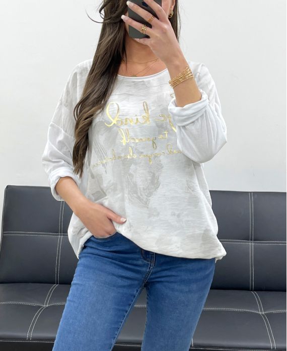 Sweat-shirt bi matière gold