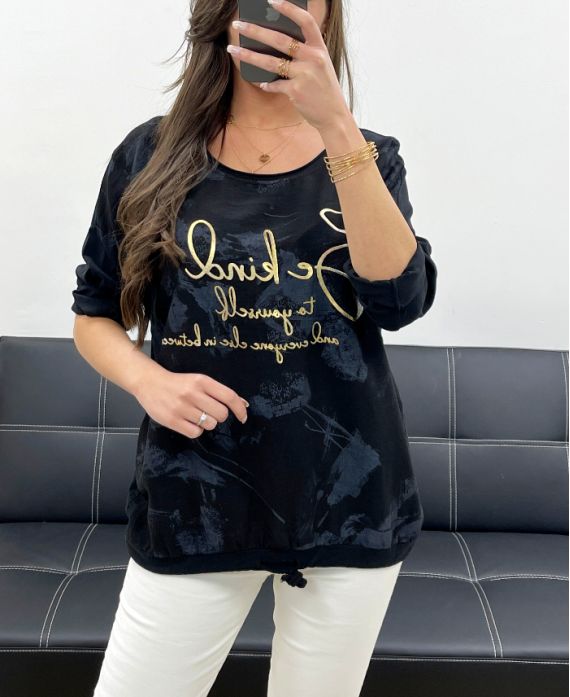 Sweat-shirt bi matière gold