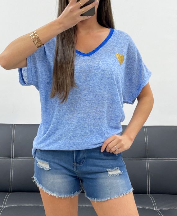 T-shirt coeur chiné