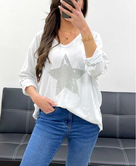 T-shirt étoile effet strass