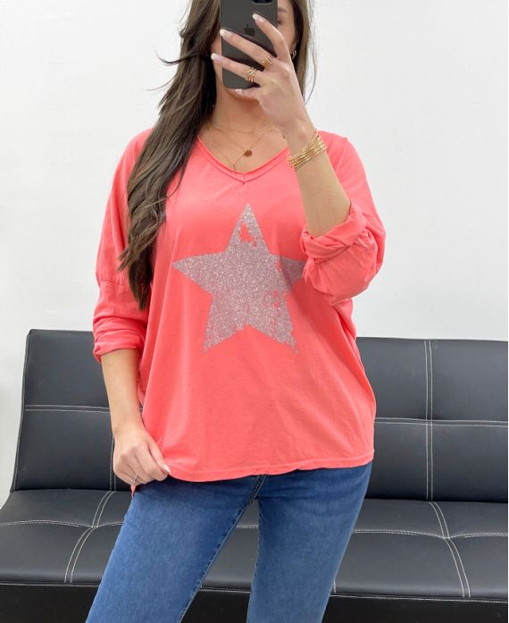 T-shirt étoile effet strass