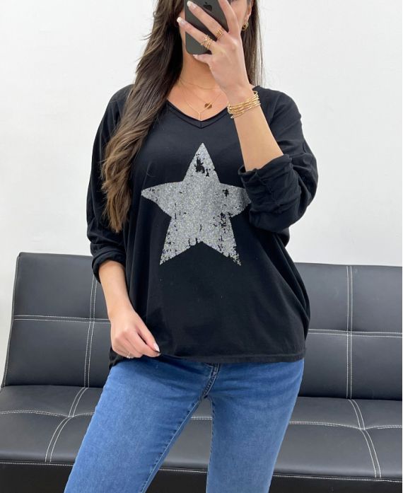 T-shirt étoile effet strass