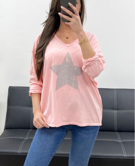 T-shirt étoile effet strass