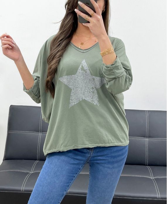 T-shirt étoile effet strass