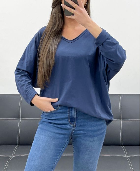 T-shirt loose col V