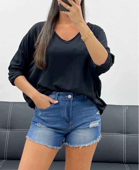 T-shirt loose col V
