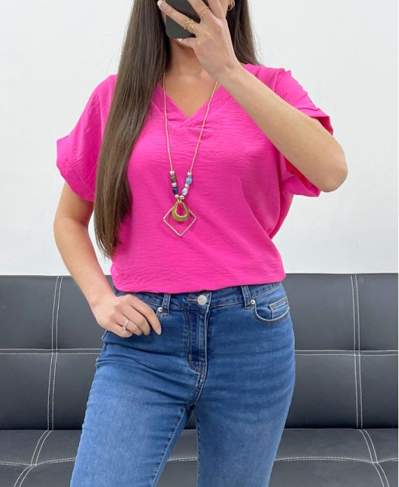 Top col V + collier offert