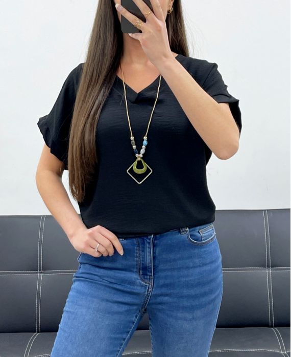 Top col V + collier offert