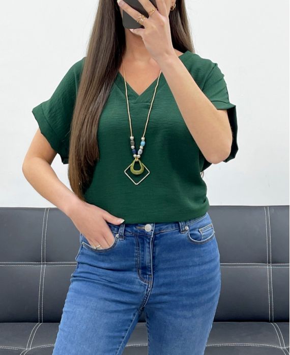 Top col V + collier offert