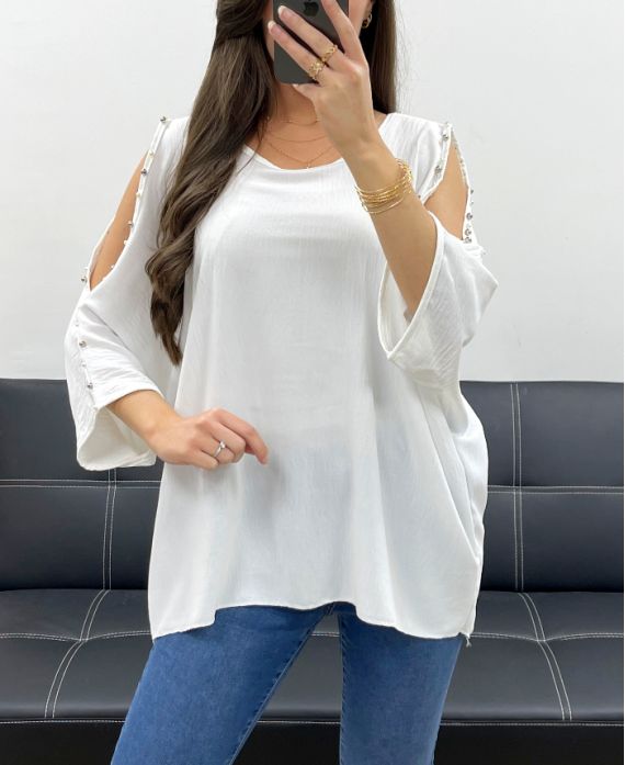 Top oversize clouté perles