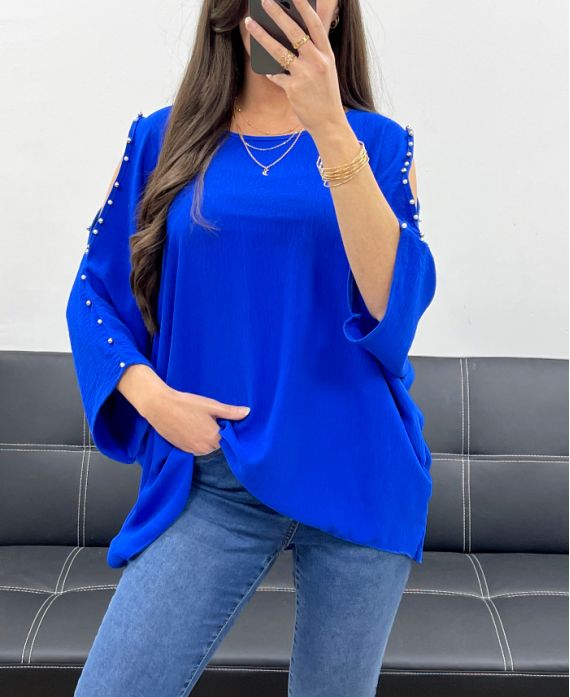 Top oversize clouté perles